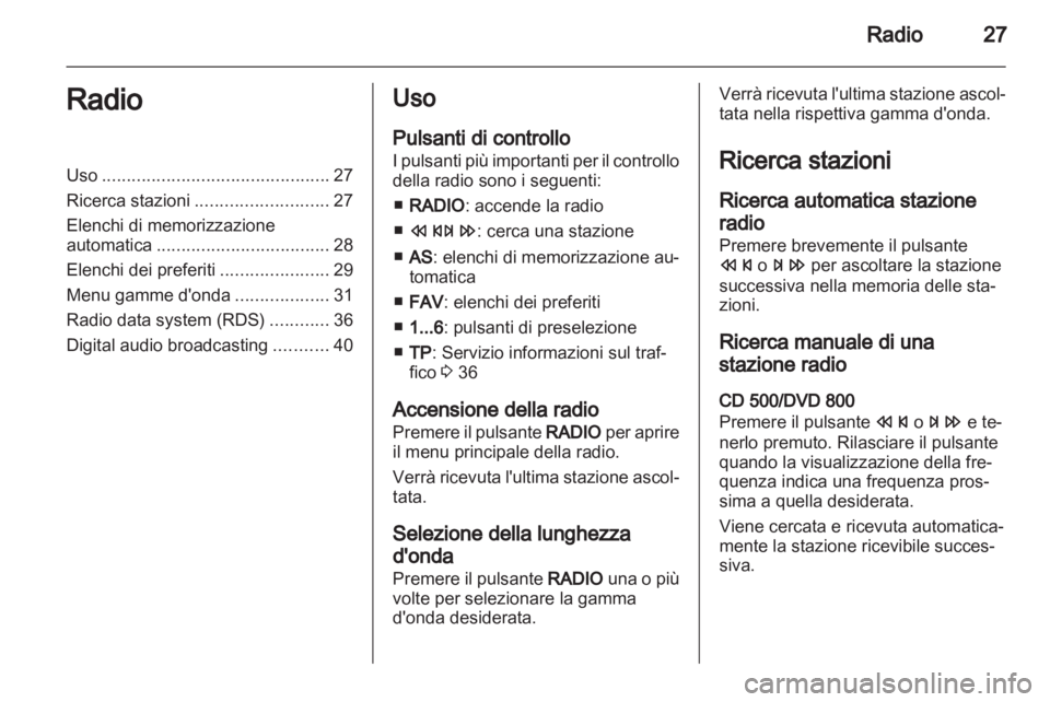 OPEL MERIVA 2011.25  Manuale del sistema Infotainment (in Italian) 