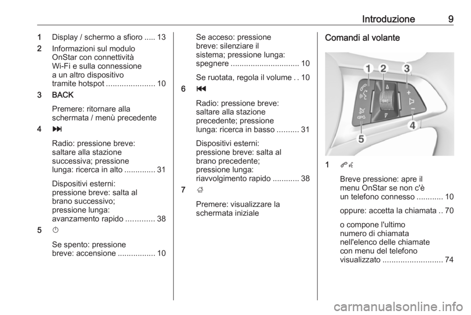OPEL MOKKA X 2018.5 Manuale di uso e manutenzione (in Italian) Introduzione91Display / schermo a sfioro ..... 13
2 Informazioni sul modulo
OnStar con connettività
Wi-Fi e sulla connessione
a un altro dispositivo
tramite hotspot ......................10
3 BACK
Pr OPEL MOKKA X 2018.5 Manuale di uso e manutenzione (in Italian) Introduzione91Display / schermo a sfioro ..... 13
2 Informazioni sul modulo
OnStar con connettività
Wi-Fi e sulla connessione
a un altro dispositivo
tramite hotspot ......................10
3 BACK
Pr