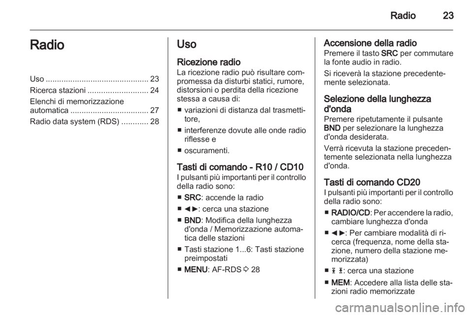 OPEL VIVARO 2012  Manuale del sistema Infotainment (in Italian) 