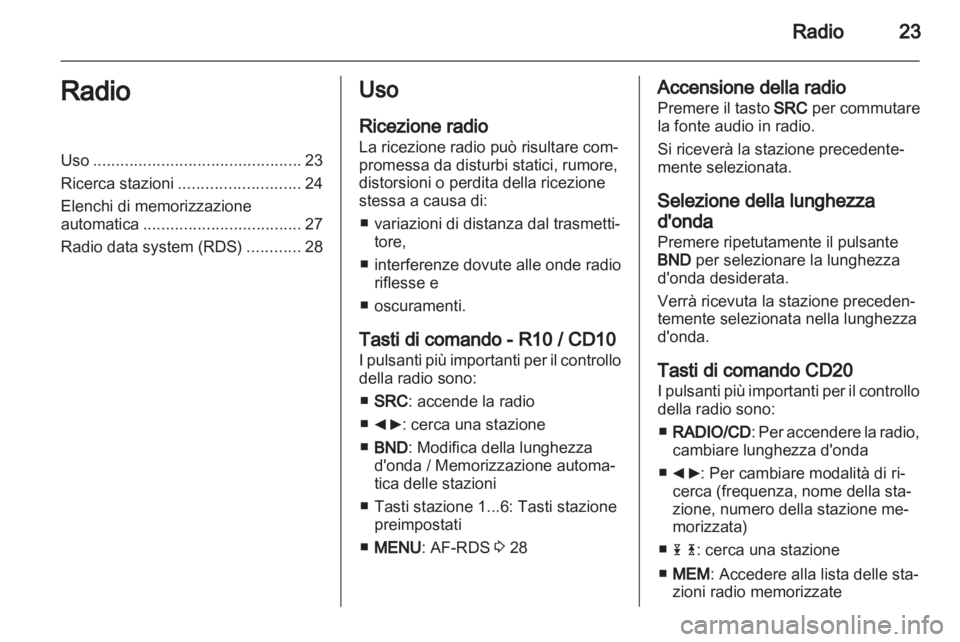 OPEL VIVARO 2012 Manuale del sistema Infotainment (in Italian) OPEL VIVARO 2012 Manuale del sistema Infotainment (in Italian)