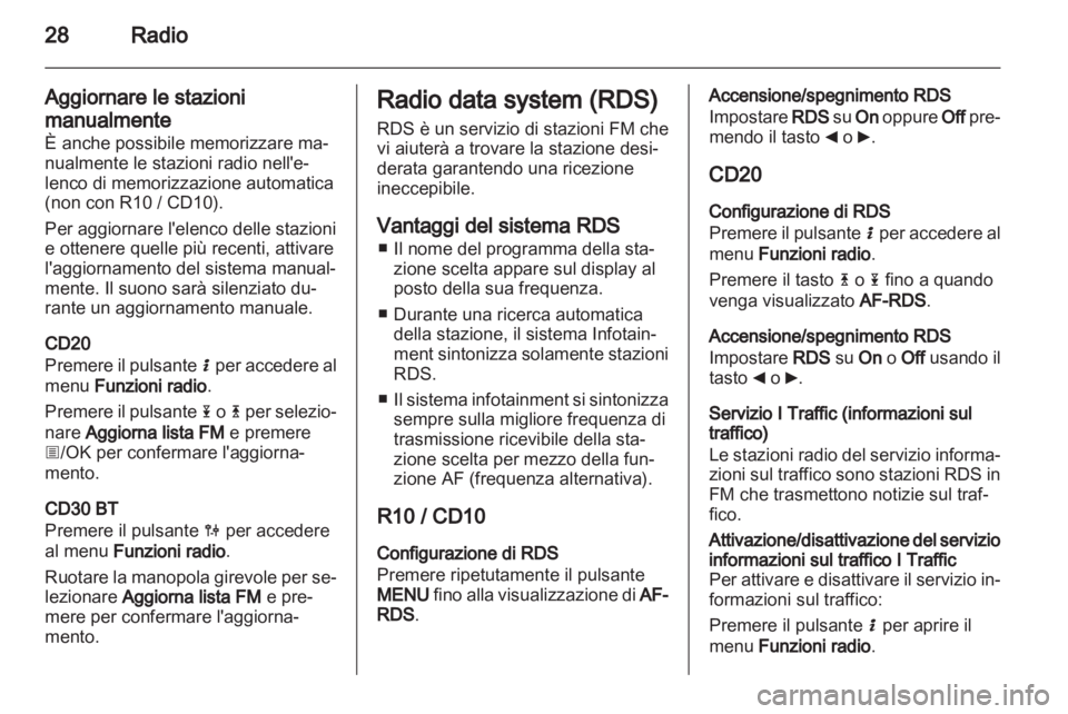 OPEL VIVARO 2012  Manuale del sistema Infotainment (in Italian) 