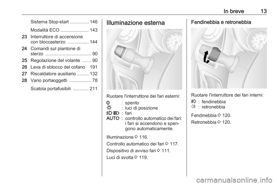 OPEL MOVANO_B 2018.5  Manuale di uso e manutenzione (in Italian) In breve13Sistema Stop-start..............146
Modalità ECO ...................... 143
23 Interruttore di accensione
con bloccasterzo  ................144
24 Comandi sul piantone di
sterzo  ..........