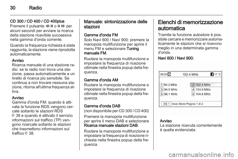 OPEL ZAFIRA C 2013.5  Manuale del sistema Infotainment (in Italian) 