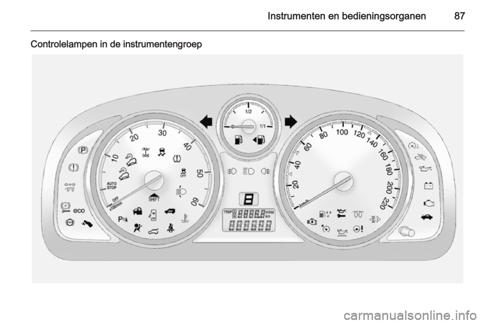 OPEL ANTARA 2015  Gebruikershandleiding (in Dutch) Instrumenten en bedieningsorganen87
Controlelampen in de instrumentengroep 