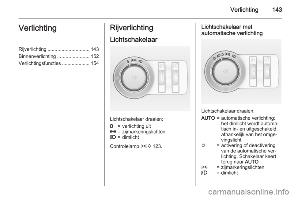 OPEL ASTRA J 2015.5 Gebruikershandleiding (in Dutch) Verlichting143VerlichtingRijverlichting.............................. 143
Binnenverlichting .......................152
Verlichtingsfuncties ....................154Rijverlichting
Lichtschakelaar
Lichts OPEL ASTRA J 2015.5 Gebruikershandleiding (in Dutch) Verlichting143VerlichtingRijverlichting.............................. 143
Binnenverlichting .......................152
Verlichtingsfuncties ....................154Rijverlichting
Lichtschakelaar
Lichts
