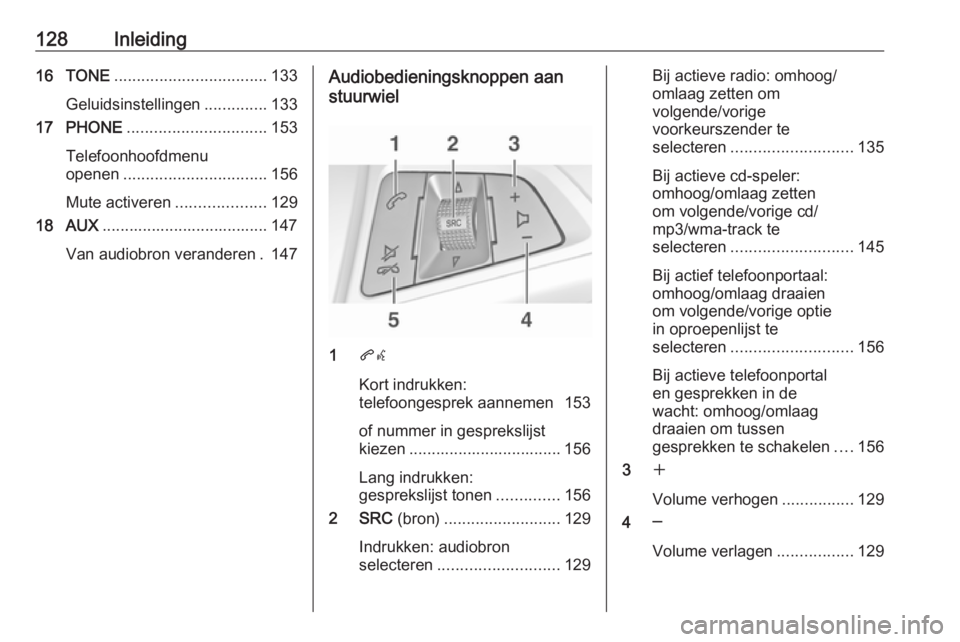 OPEL ASTRA J 2017 Handleiding Infotainment (in Dutch) 128Inleiding16 TONE.................................. 133
Geluidsinstellingen ..............133
17 PHONE ............................... 153
Telefoonhoofdmenu
openen ................................ 1 OPEL ASTRA J 2017 Handleiding Infotainment (in Dutch) 128Inleiding16 TONE.................................. 133
Geluidsinstellingen ..............133
17 PHONE ............................... 153
Telefoonhoofdmenu
openen ................................ 1