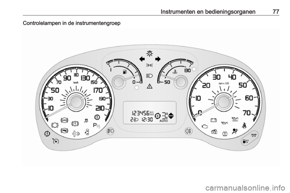 OPEL COMBO 2016 Gebruikershandleiding (in Dutch) Instrumenten en bedieningsorganen77Controlelampen in de instrumentengroep OPEL COMBO 2016 Gebruikershandleiding (in Dutch) Instrumenten en bedieningsorganen77Controlelampen in de instrumentengroep