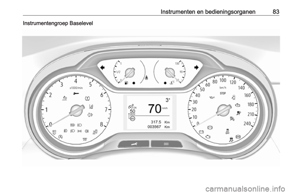 OPEL CROSSLAND X 2017.75 Gebruikershandleiding (in Dutch) Instrumenten en bedieningsorganen83Instrumentengroep Baselevel OPEL CROSSLAND X 2017.75 Gebruikershandleiding (in Dutch) Instrumenten en bedieningsorganen83Instrumentengroep Baselevel