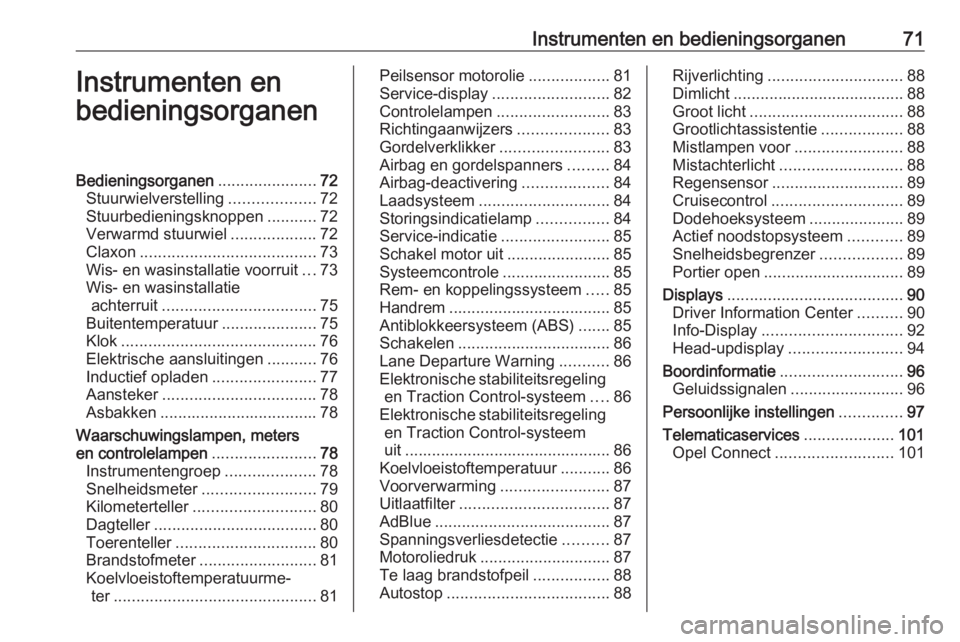 OPEL CROSSLAND X 2019.75 Gebruikershandleiding (in Dutch) Instrumenten en bedieningsorganen71Instrumenten en
bedieningsorganenBedieningsorganen ......................72
Stuurwielverstelling ...................72
Stuurbedieningsknoppen ...........72
Verwarmd OPEL CROSSLAND X 2019.75 Gebruikershandleiding (in Dutch) Instrumenten en bedieningsorganen71Instrumenten en
bedieningsorganenBedieningsorganen ......................72
Stuurwielverstelling ...................72
Stuurbedieningsknoppen ...........72
Verwarmd