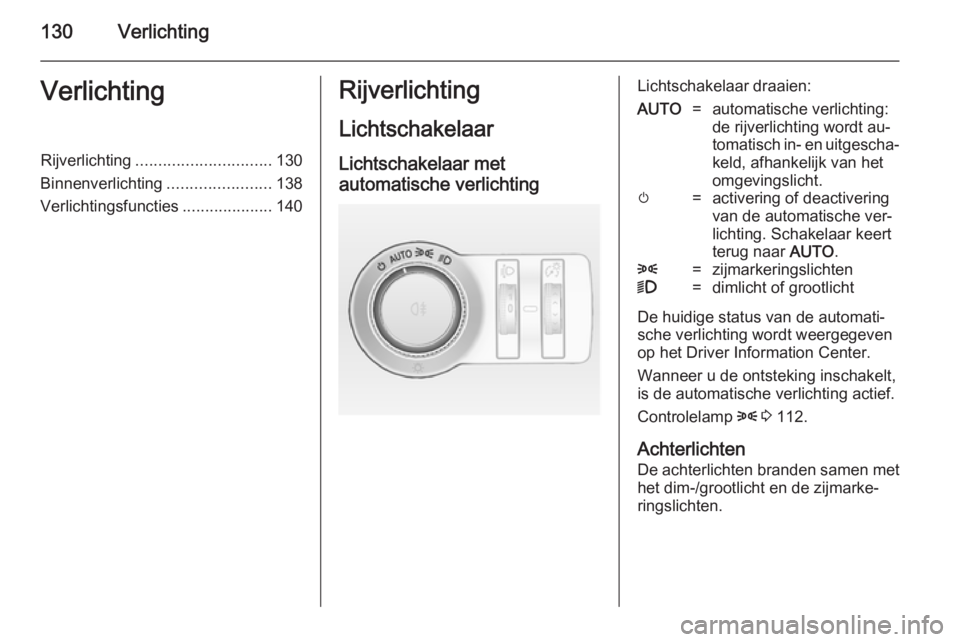 OPEL INSIGNIA 2014.5 Gebruikershandleiding (in Dutch) 130VerlichtingVerlichtingRijverlichting.............................. 130
Binnenverlichting .......................138
Verlichtingsfuncties ....................140Rijverlichting
Lichtschakelaar Lichts OPEL INSIGNIA 2014.5 Gebruikershandleiding (in Dutch) 130VerlichtingVerlichtingRijverlichting.............................. 130
Binnenverlichting .......................138
Verlichtingsfuncties ....................140Rijverlichting
Lichtschakelaar Lichts