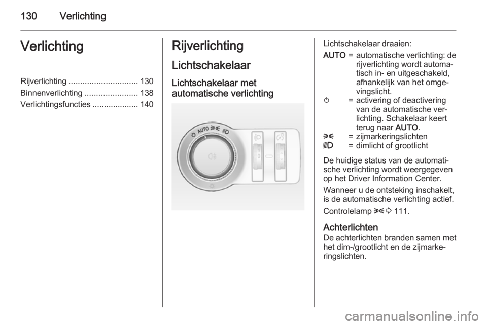 OPEL INSIGNIA 2015 Gebruikershandleiding (in Dutch) 130VerlichtingVerlichtingRijverlichting.............................. 130
Binnenverlichting .......................138
Verlichtingsfuncties ....................140Rijverlichting
Lichtschakelaar Lichts OPEL INSIGNIA 2015 Gebruikershandleiding (in Dutch) 130VerlichtingVerlichtingRijverlichting.............................. 130
Binnenverlichting .......................138
Verlichtingsfuncties ....................140Rijverlichting
Lichtschakelaar Lichts