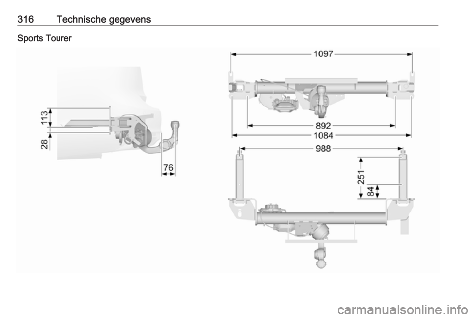 OPEL INSIGNIA BREAK 2017.75  Gebruikershandleiding (in Dutch) 316Technische gegevensSports Tourer 