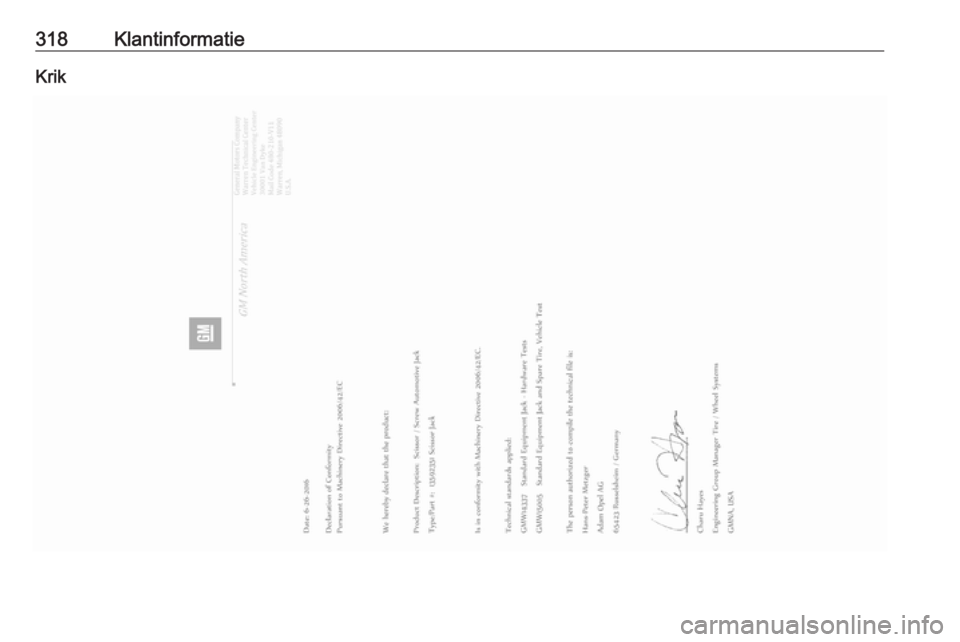 OPEL INSIGNIA BREAK 2017.75  Gebruikershandleiding (in Dutch) 318KlantinformatieKrik 