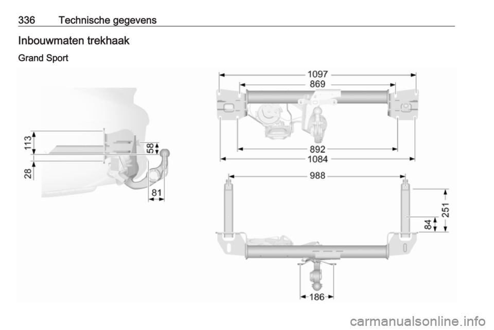 OPEL INSIGNIA BREAK 2019  Gebruikershandleiding (in Dutch) 336Technische gegevensInbouwmaten trekhaak
Grand Sport 