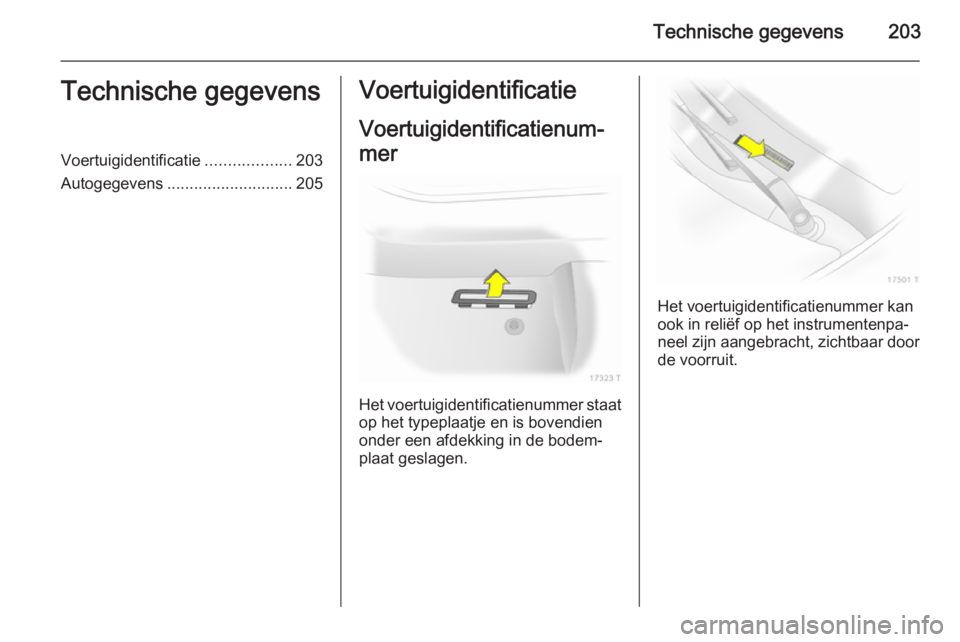 OPEL ZAFIRA B 2014 Gebruikershandleiding (in Dutch) Technische gegevens203Technische gegevensVoertuigidentificatie...................203
Autogegevens ............................ 205Voertuigidentificatie
Voertuigidentificatienum‐
mer
Het voertuigiden OPEL ZAFIRA B 2014 Gebruikershandleiding (in Dutch) Technische gegevens203Technische gegevensVoertuigidentificatie...................203
Autogegevens ............................ 205Voertuigidentificatie
Voertuigidentificatienum‐
mer
Het voertuigiden