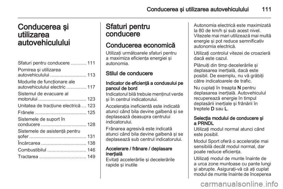 OPEL AMPERA 2012 Manual de utilizare (in Romanian) OPEL AMPERA 2012 Manual de utilizare (in Romanian)