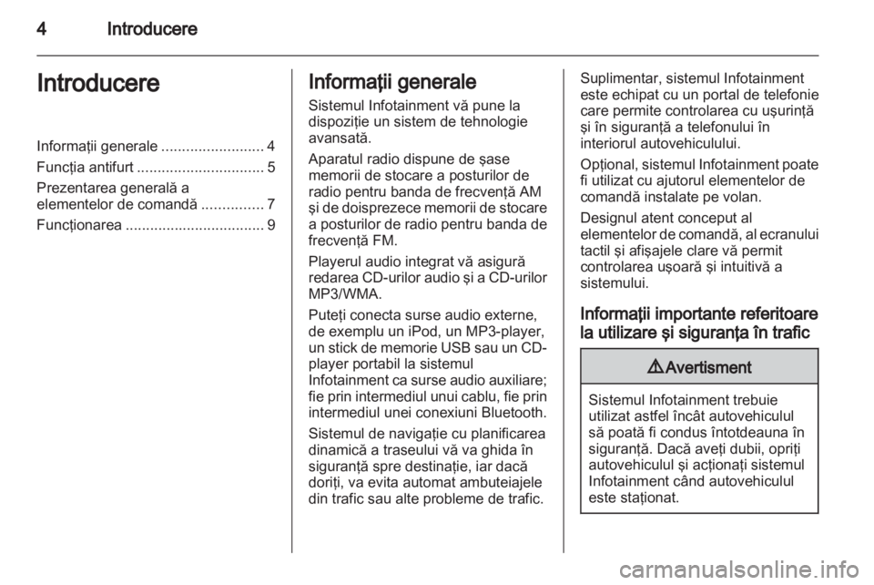 OPEL ANTARA 2012  Manual pentru sistemul Infotainment (in Romanian) 