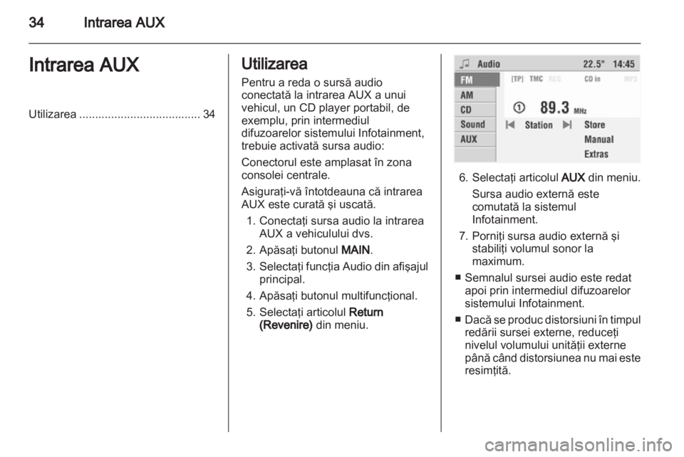 OPEL COMBO 2011  Manual pentru sistemul Infotainment (in Romanian) 