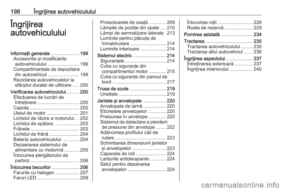 OPEL CROSSLAND X 2019 Manual de utilizare (in Romanian) 198Îngrijirea autovehicululuiÎngrijirea
autovehicululuiInformaţii generale .....................199
Accesoriile şi modificările autovehiculului ....................... 199
Compartimentele de depo OPEL CROSSLAND X 2019 Manual de utilizare (in Romanian) 198Îngrijirea autovehicululuiÎngrijirea
autovehicululuiInformaţii generale .....................199
Accesoriile şi modificările autovehiculului ....................... 199
Compartimentele de depo