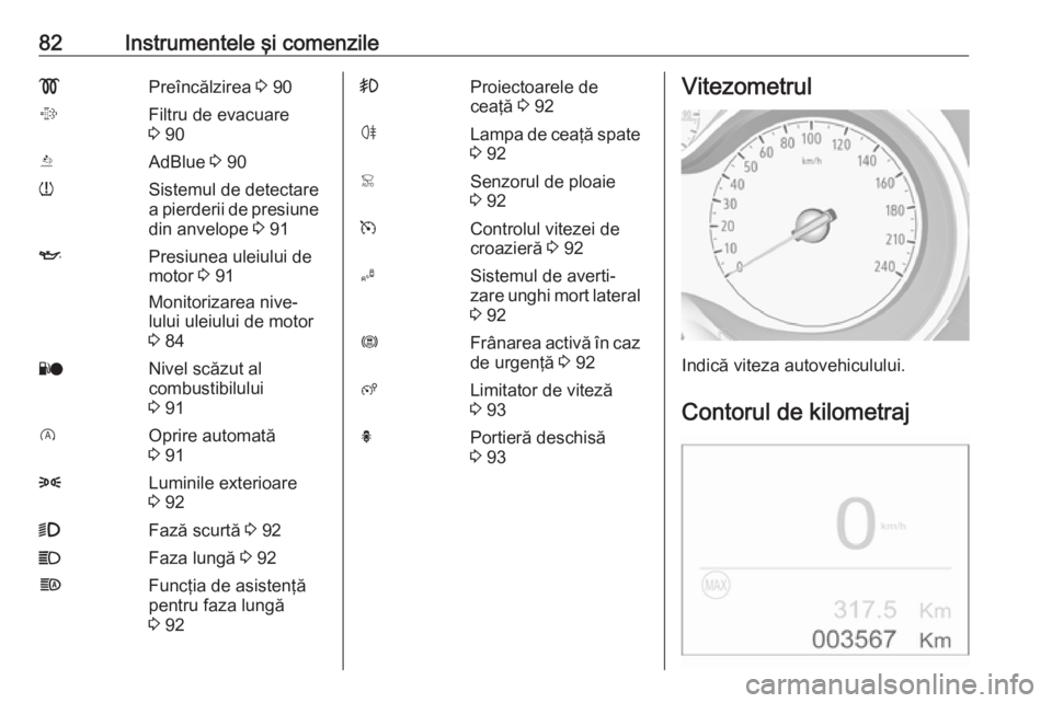 OPEL CROSSLAND X 2019.75 Manual de utilizare (in Romanian) 82Instrumentele şi comenzile!Preîncălzirea 3 90%Filtru de evacuare
3 90YAdBlue 3 90wSistemul de detectare
a pierderii de presiune din anvelope 3 91IPresiunea uleiului de
motor 3 91
Monitorizare OPEL CROSSLAND X 2019.75 Manual de utilizare (in Romanian) 82Instrumentele şi comenzile!Preîncălzirea 3 90%Filtru de evacuare
3 90YAdBlue 3 90wSistemul de detectare
a pierderii de presiune din anvelope 3 91IPresiunea uleiului de
motor 3 91
Monitorizare