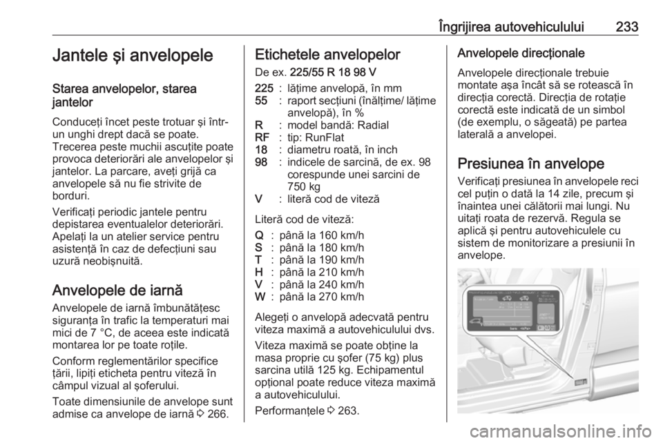 OPEL GRANDLAND X 2018 Manual de utilizare (in Romanian) Îngrijirea autovehiculului233Jantele şi anvelopele
Starea anvelopelor, starea
jantelor
Conduceţi încet peste trotuar şi într-
un unghi drept dacă se poate.
Trecerea peste muchii ascuţite poate OPEL GRANDLAND X 2018 Manual de utilizare (in Romanian) Îngrijirea autovehiculului233Jantele şi anvelopele
Starea anvelopelor, starea
jantelor
Conduceţi încet peste trotuar şi într-
un unghi drept dacă se poate.
Trecerea peste muchii ascuţite poate