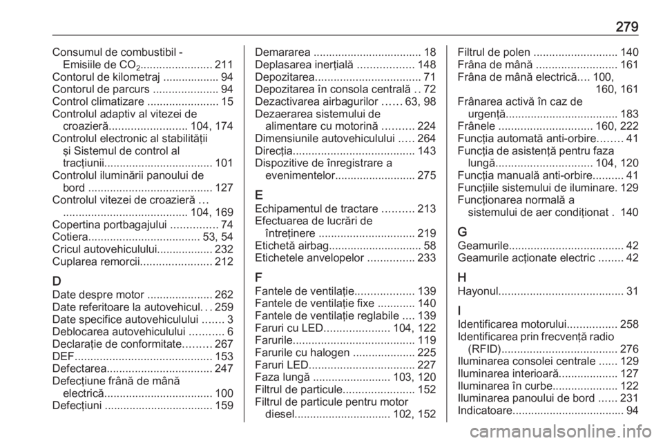 OPEL GRANDLAND X 2018 Manual de utilizare (in Romanian) 279Consumul de combustibil -Emisiile de CO 2.......................
211
Contorul de kilometraj .................. 94
Contorul de parcurs .....................94
Control climatizare ................. OPEL GRANDLAND X 2018 Manual de utilizare (in Romanian) 279Consumul de combustibil -Emisiile de CO 2.......................
211
Contorul de kilometraj .................. 94
Contorul de parcurs .....................94
Control climatizare .................
