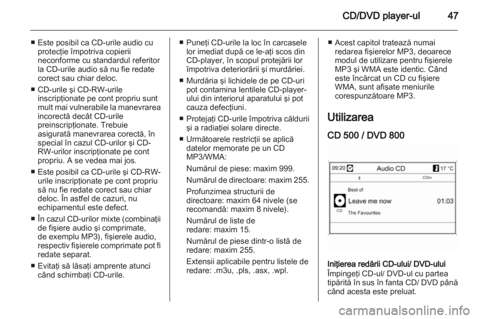 OPEL MERIVA 2011.25  Manual pentru sistemul Infotainment (in Romanian) 