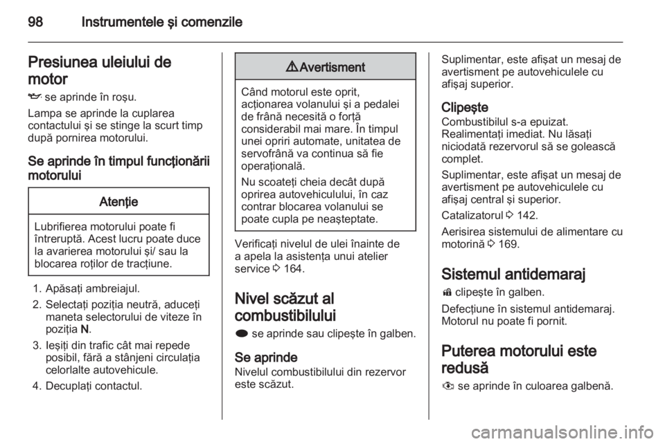 OPEL MERIVA 2012 Manual de utilizare (in Romanian) OPEL MERIVA 2012 Manual de utilizare (in Romanian)