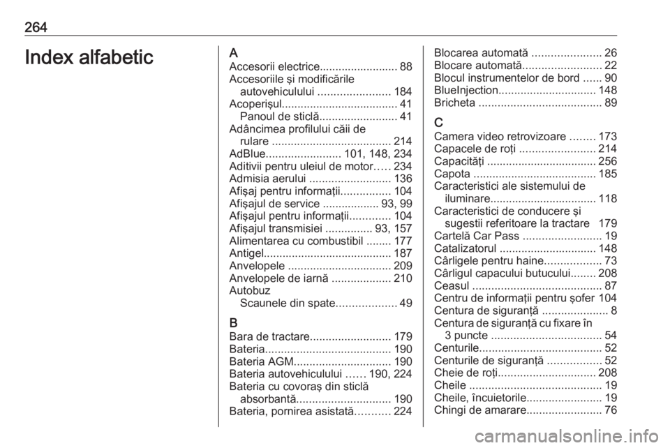 OPEL MOVANO_B 2017.5 Manual de utilizare (in Romanian) 264Index alfabeticAAccesorii electrice......................... 88
Accesoriile şi modificările autovehiculului .......................184
Acoperişul ..................................... 41
Panoul OPEL MOVANO_B 2017.5 Manual de utilizare (in Romanian) 264Index alfabeticAAccesorii electrice......................... 88
Accesoriile şi modificările autovehiculului .......................184
Acoperişul ..................................... 41
Panoul