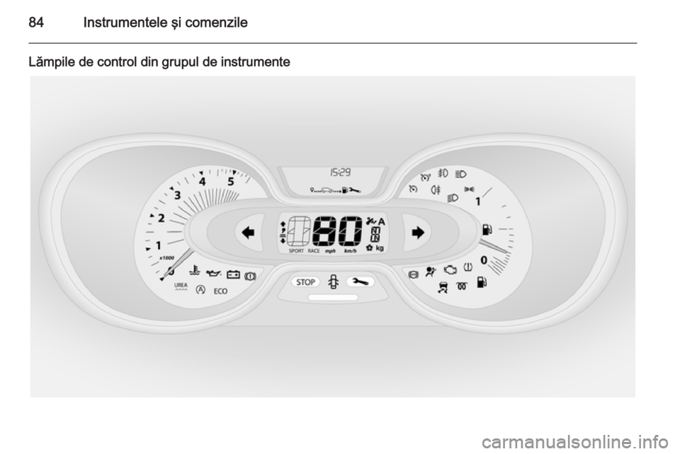 OPEL VIVARO B 2014.5  Manual de utilizare (in Romanian) 84Instrumentele şi comenzile
Lămpile de control din grupul de instrumente 