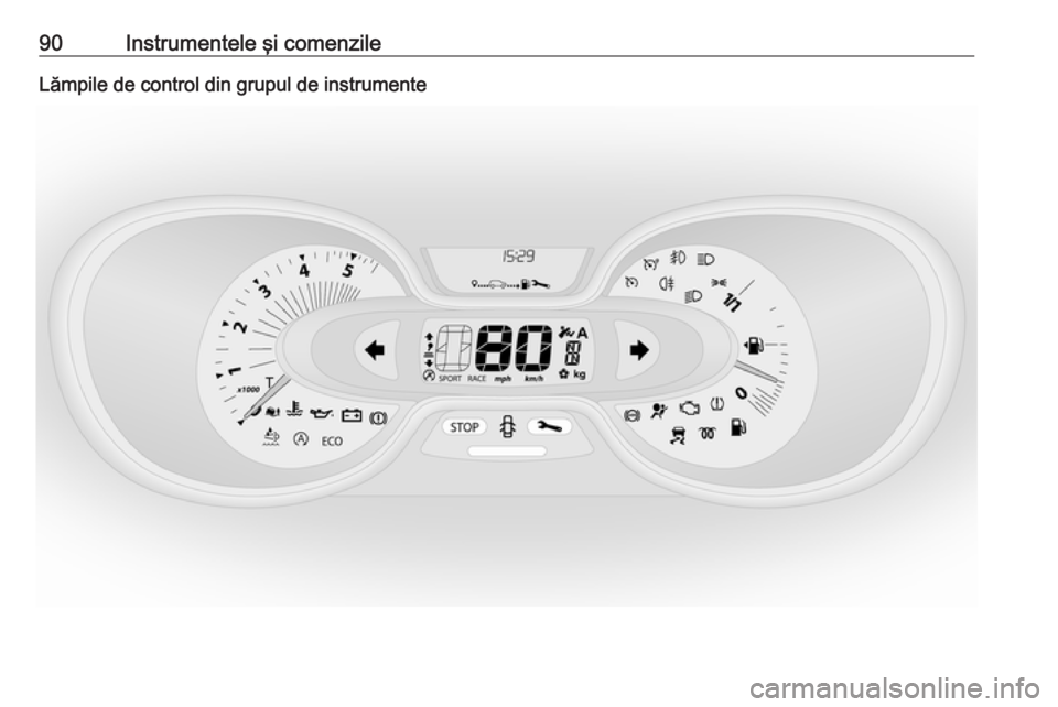 OPEL VIVARO B 2016.5 Manual de utilizare (in Romanian) 90Instrumentele şi comenzileLămpile de control din grupul de instrumente OPEL VIVARO B 2016.5 Manual de utilizare (in Romanian) 90Instrumentele şi comenzileLămpile de control din grupul de instrumente