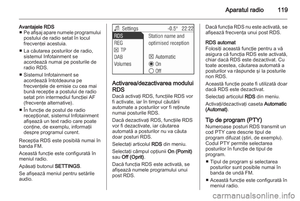 OPEL ZAFIRA B 2014  Manual pentru sistemul Infotainment (in Romanian) 