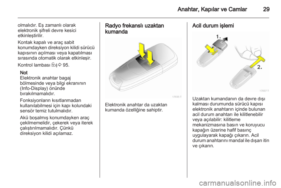 OPEL ZAFIRA 2012  Sürücü El Kitabı (in Turkish) 