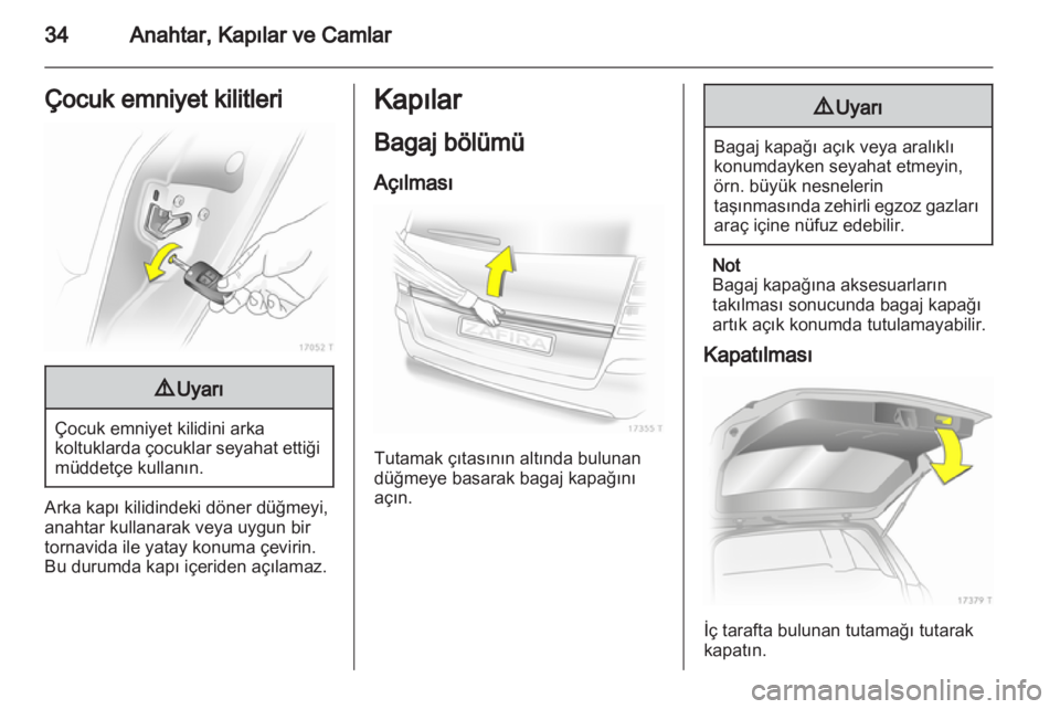 OPEL ZAFIRA 2012  Sürücü El Kitabı (in Turkish) 
