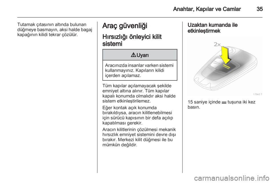 OPEL ZAFIRA 2012  Sürücü El Kitabı (in Turkish) 
