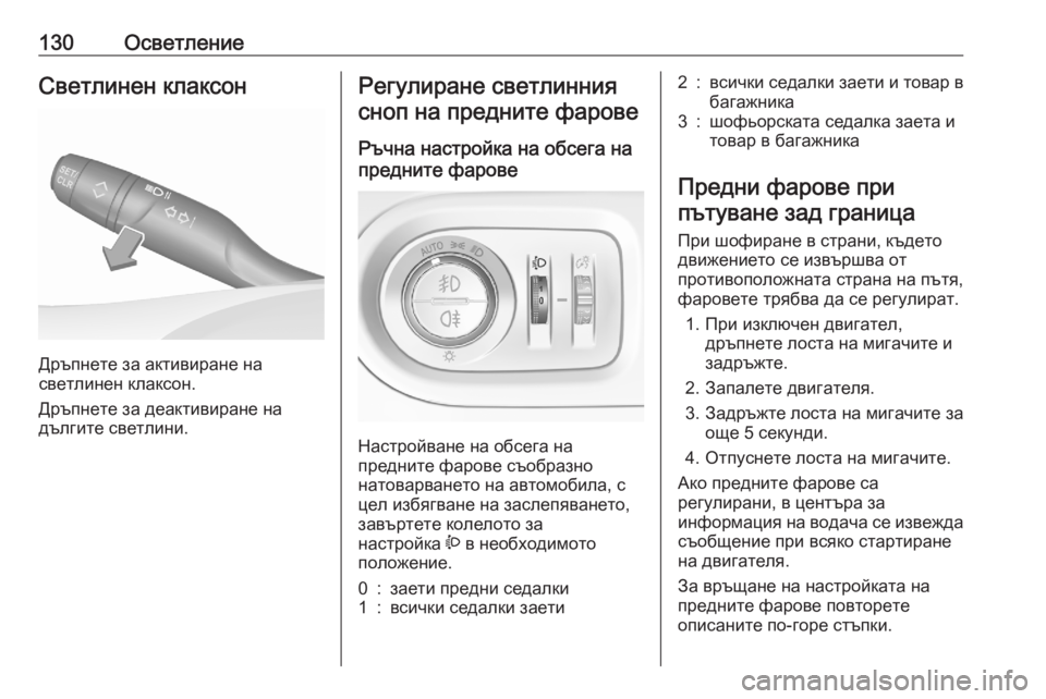 OPEL GRANDLAND X 2020 Ръководство за експлоатация (in Bulgarian) 130ОсветлениеСветлинен клаксон
Дръпнете за активиране на
светлинен клаксон.
Дръпнете за деактивиране на
дълг OPEL GRANDLAND X 2020 Ръководство за експлоатация (in Bulgarian) 130ОсветлениеСветлинен клаксон
Дръпнете за активиране на
светлинен клаксон.
Дръпнете за деактивиране на
дълг