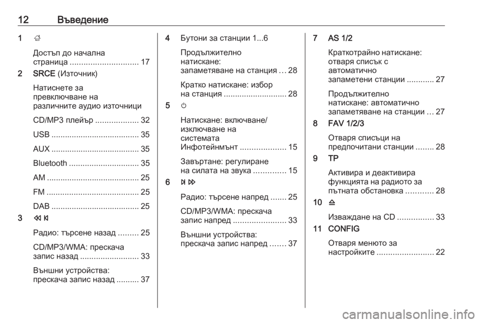 OPEL MERIVA 2016 Ръководство за Инфотейнмънт (in Bulgarian) 12Въведение1;
Достъп до начална
страница .............................. 17
2 SRCE (Източник)
Натиснете за
превключване на
различ OPEL MERIVA 2016 Ръководство за Инфотейнмънт (in Bulgarian) 12Въведение1;
Достъп до начална
страница .............................. 17
2 SRCE (Източник)
Натиснете за
превключване на
различ