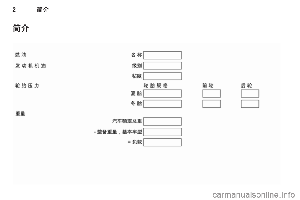 OPEL ASTRA J 2014.5  车主手册 (in Chinese) 2简介简介 