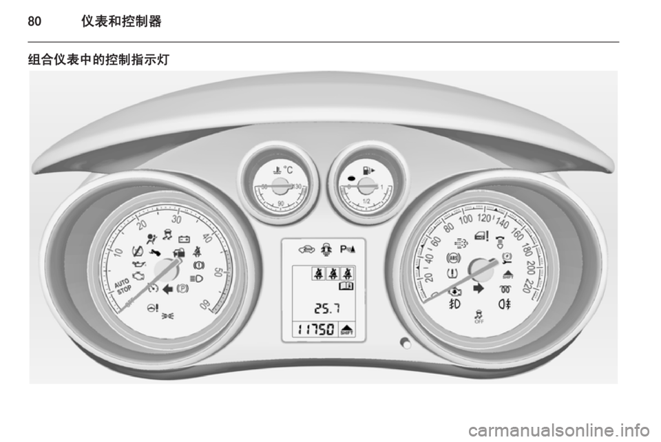 OPEL MERIVA 2014.5  车主手册 (in Chinese) 80仪表和控制器
组合仪表中的控制指示灯 