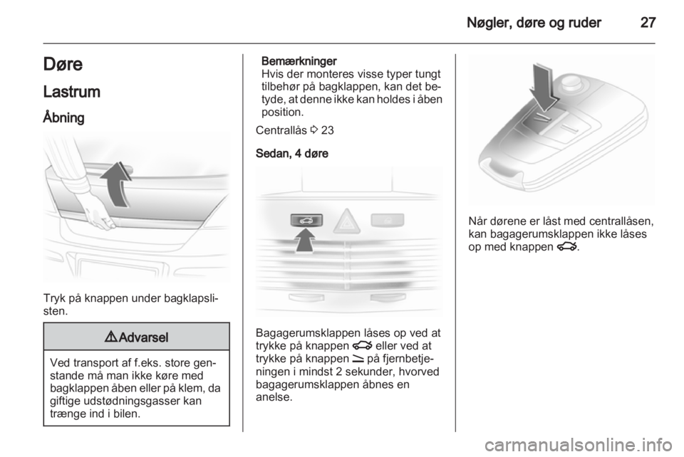 OPEL ASTRA H 2013  Instruktionsbog (in Danish) 