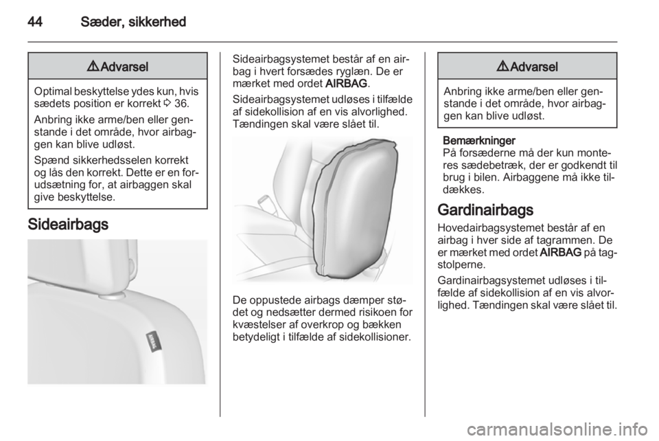 OPEL ASTRA J HB5 & ST 2012  Instruktionsbog (in Danish) 