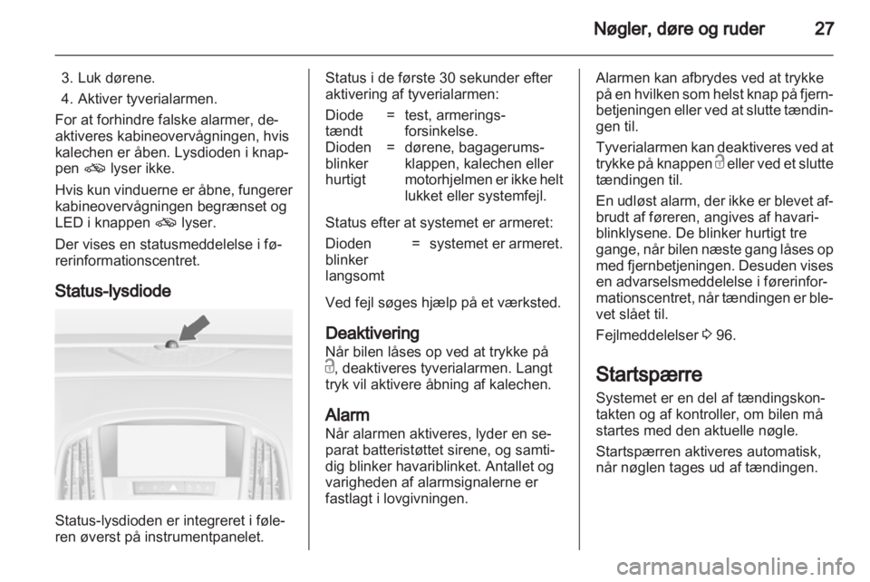 OPEL CASCADA 2013.5 Instruktionsbog (in Danish) OPEL CASCADA 2013.5 Instruktionsbog (in Danish)