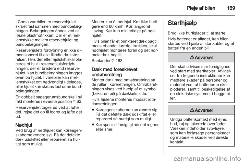 OPEL CORSA 2012  Instruktionsbog (in Danish) 