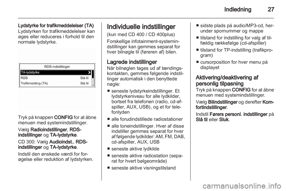 OPEL MERIVA 2013.5  Instruktionsbog til Infotainment (in Danish) 