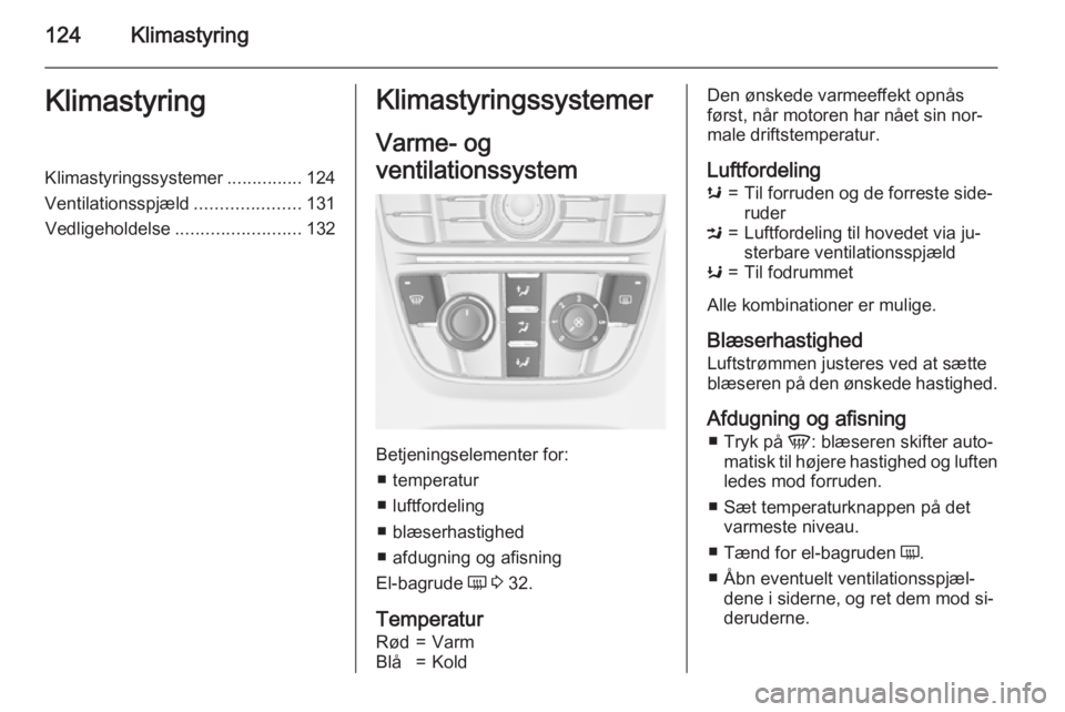 OPEL MERIVA 2015.5 Instruktionsbog (in Danish) 124KlimastyringKlimastyringKlimastyringssystemer...............124
Ventilationsspjæld .....................131
Vedligeholdelse ......................... 132Klimastyringssystemer
Varme- og
ventilation OPEL MERIVA 2015.5 Instruktionsbog (in Danish) 124KlimastyringKlimastyringKlimastyringssystemer...............124
Ventilationsspjæld .....................131
Vedligeholdelse ......................... 132Klimastyringssystemer
Varme- og
ventilation