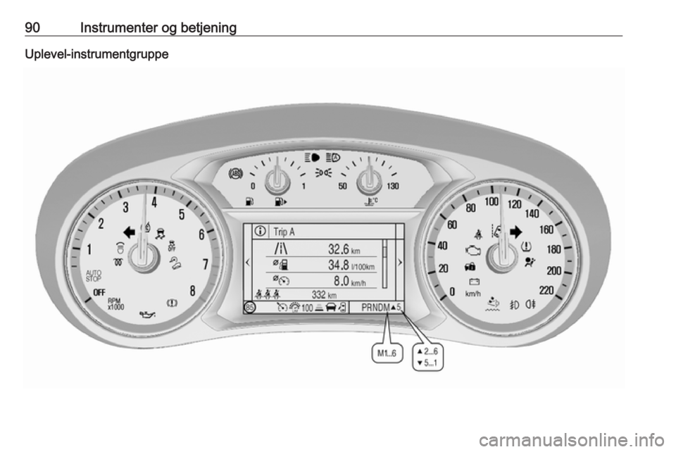 OPEL MOKKA X 2019.5 Instruktionsbog (in Danish) 90Instrumenter og betjeningUplevel-instrumentgruppe OPEL MOKKA X 2019.5 Instruktionsbog (in Danish) 90Instrumenter og betjeningUplevel-instrumentgruppe