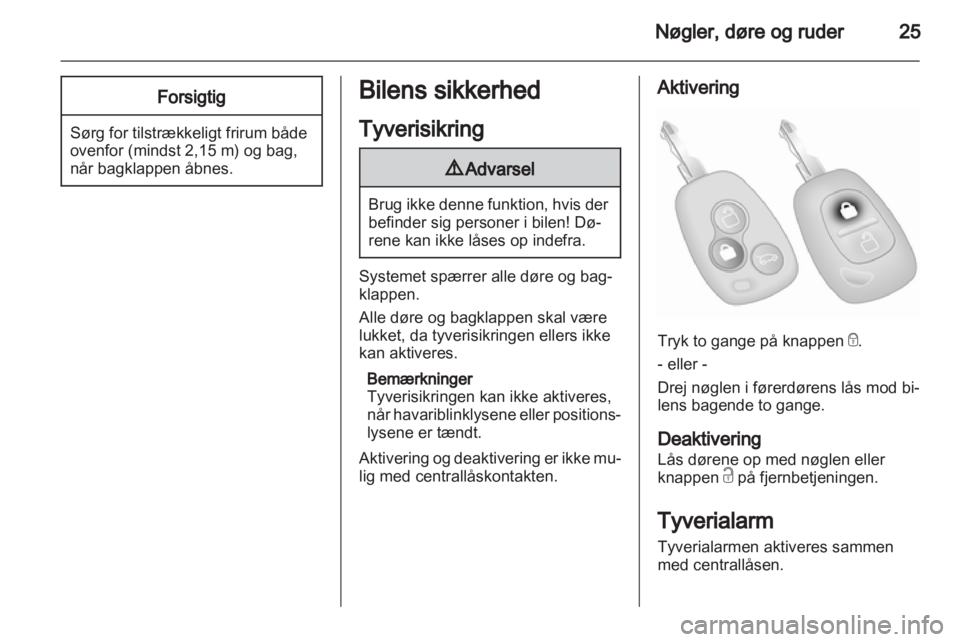 OPEL VIVARO 2013.5  Instruktionsbog (in Danish) 