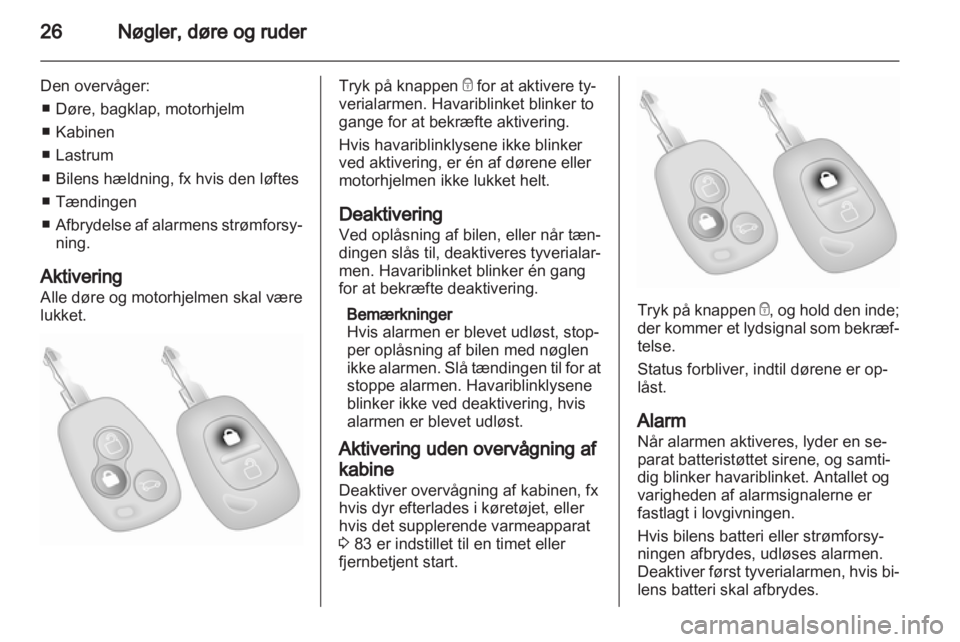 OPEL VIVARO 2013.5  Instruktionsbog (in Danish) 