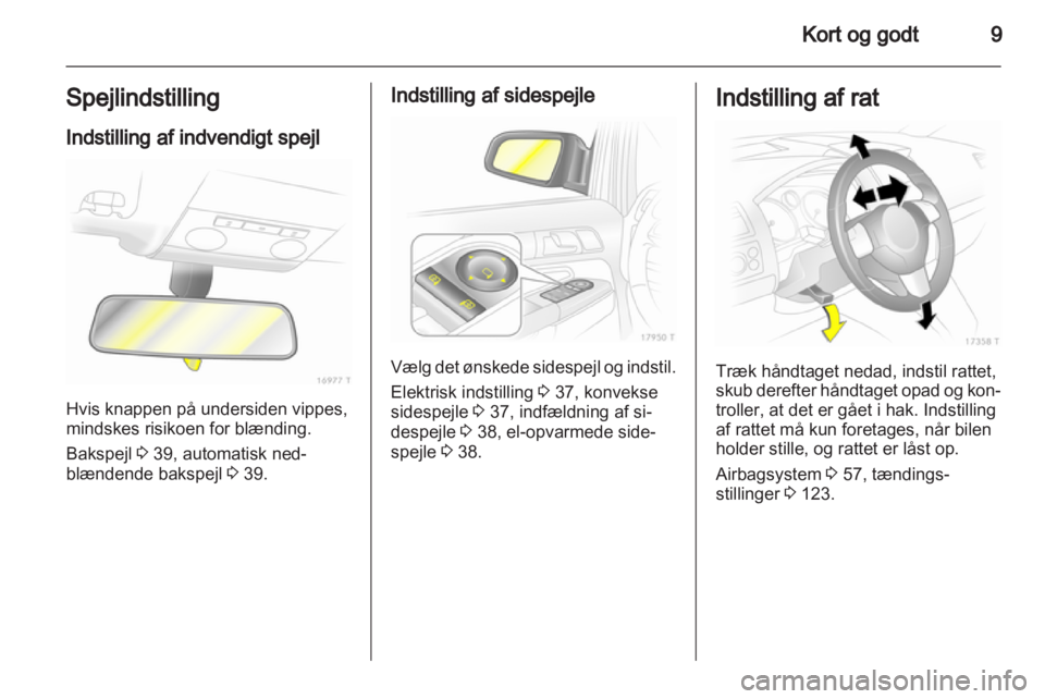 OPEL ZAFIRA 2012  Instruktionsbog (in Danish) 