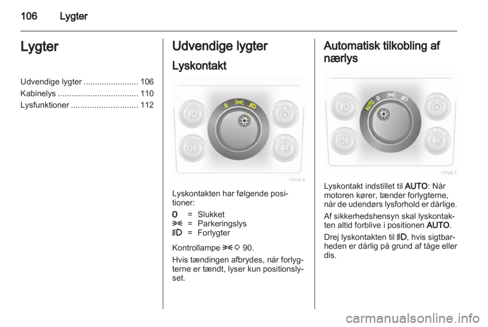 OPEL ZAFIRA 2012  Instruktionsbog (in Danish) 